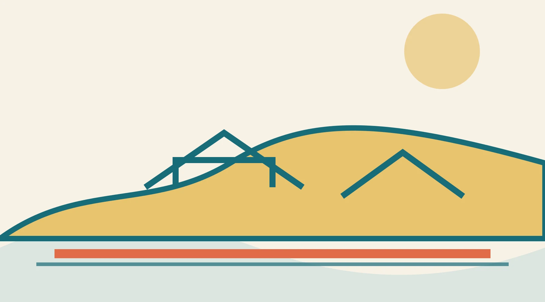 Original editorial illustration of Barcelona hillside paths, a park structure and a timed entry route