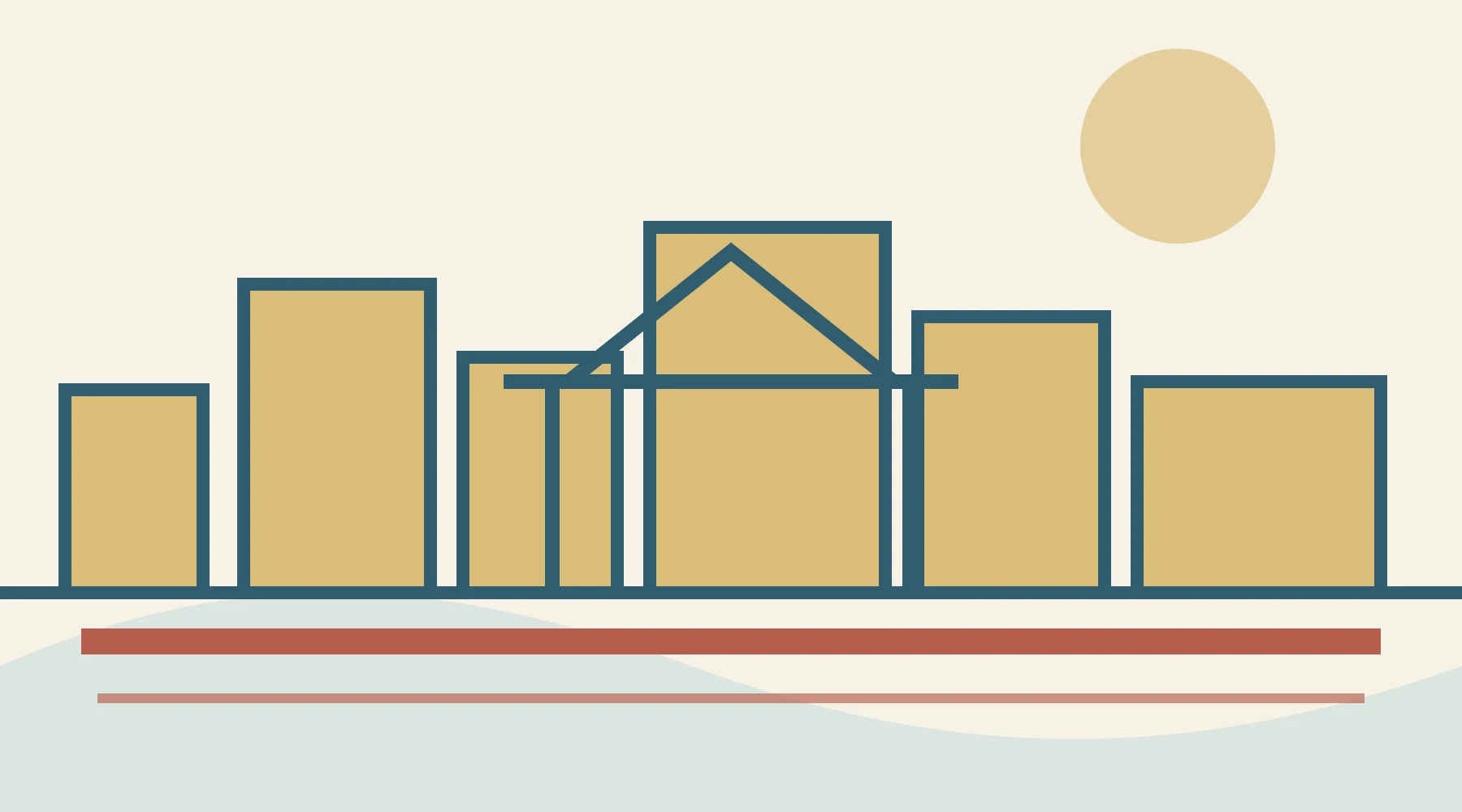 Original editorial illustration of Kyoto city blocks, a temple roofline, and a transport line