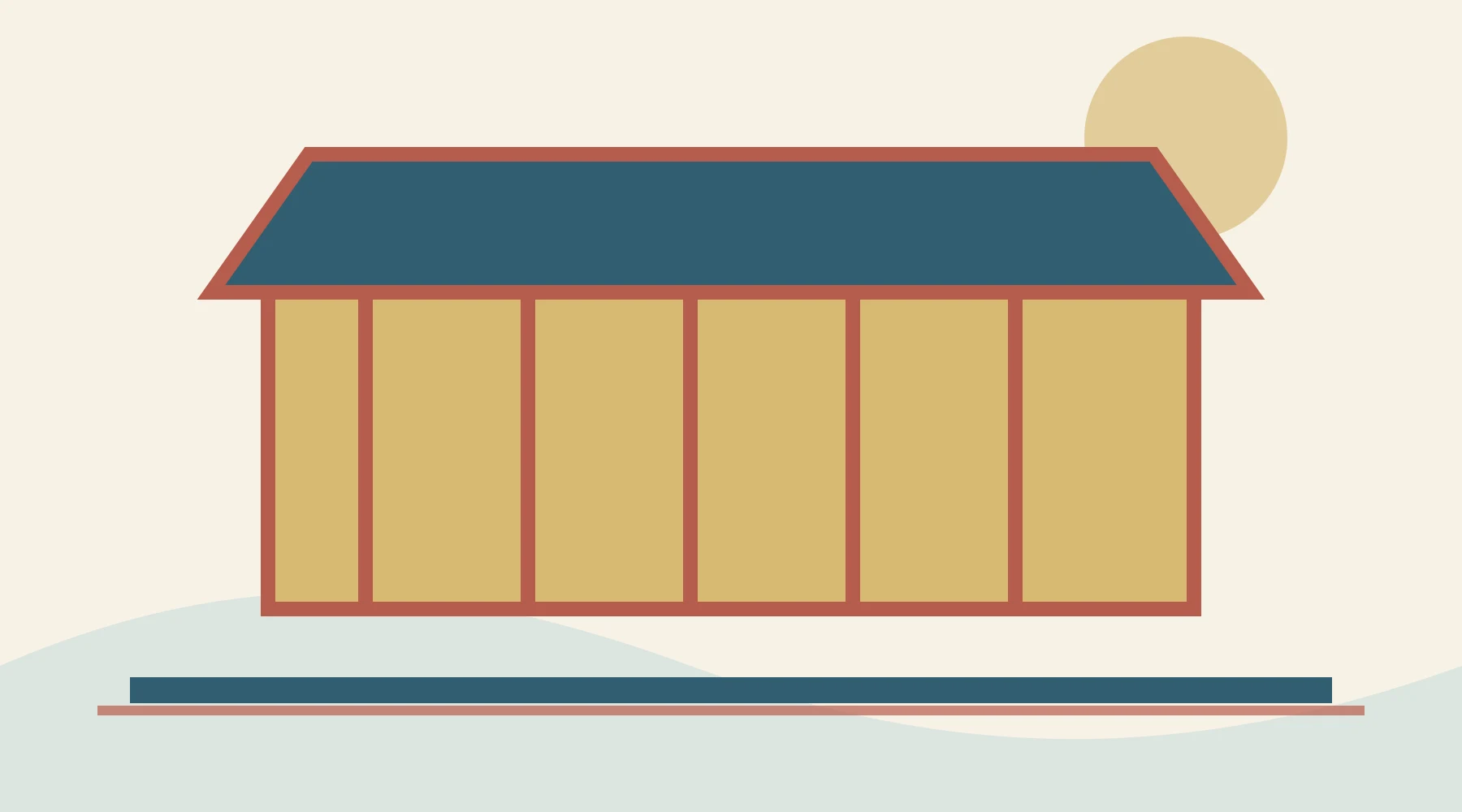 Original editorial illustration of a museum courtyard, a ticket route and London city blocks